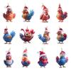 2D Christmas Rooster Ornament Cute Car Chicken Pendants Flat Rooster Pendant  Party Supplies