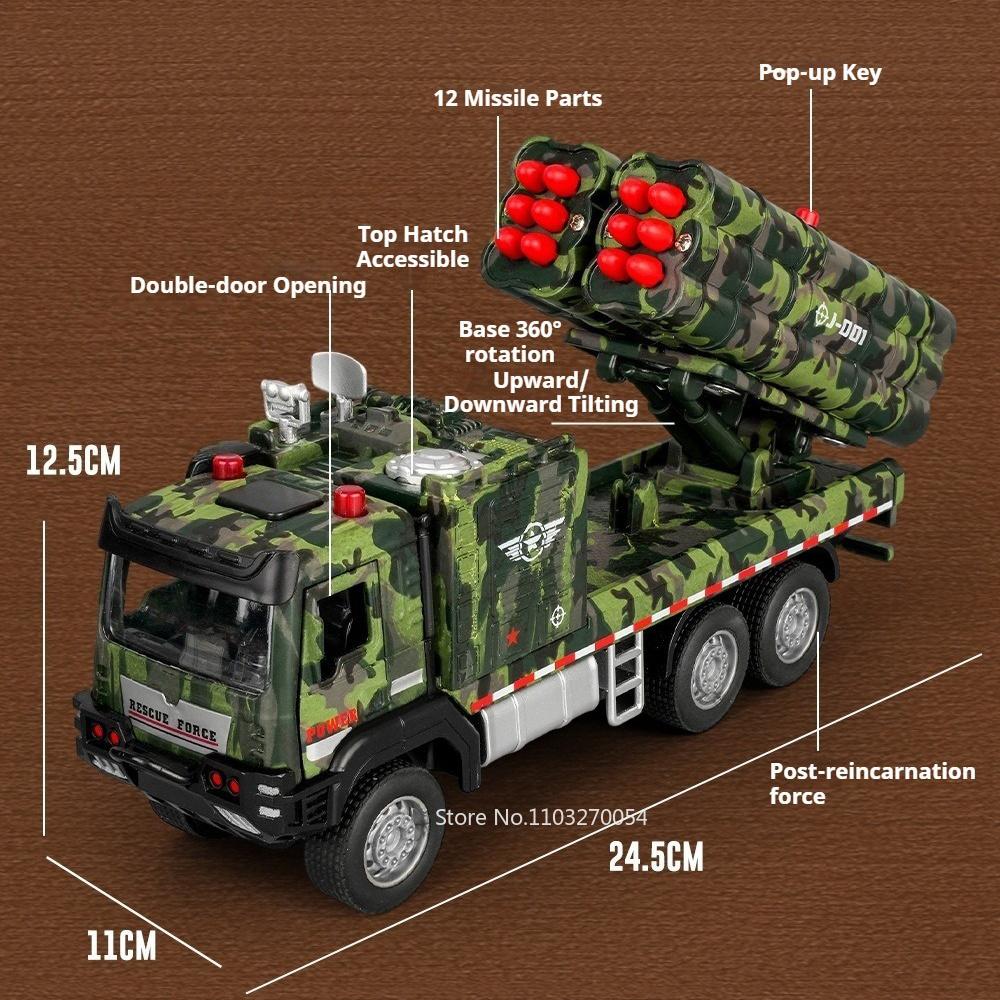 1:32 Military Missile Vehicles Alloy Drone Launch Vehicle Diecast Model Toy Car Door Opeend Pull Back Gifts Military Enthusiasts