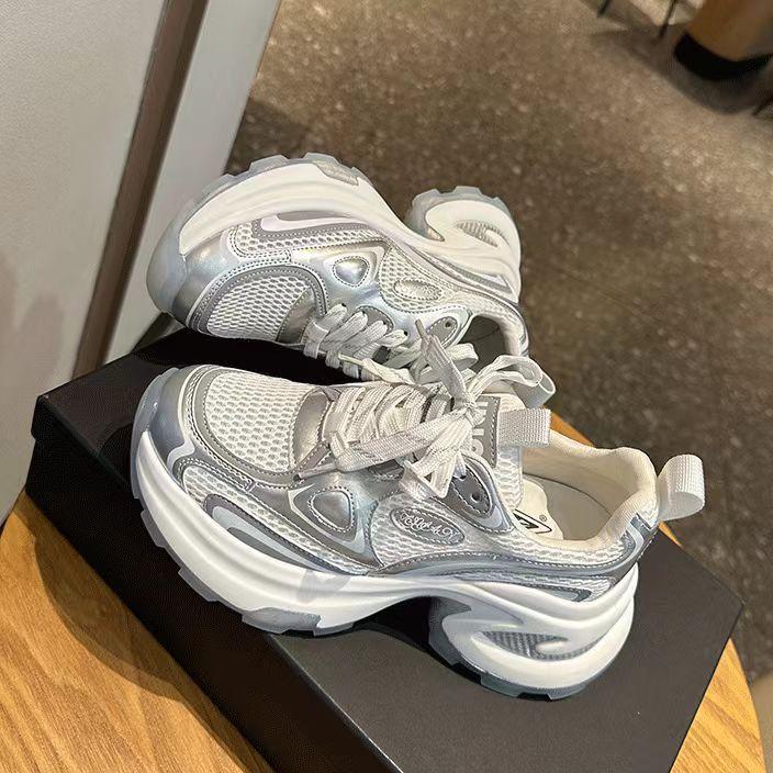 

Zhao Ruth platform dad shoes women s autumn new breathable versatile campus style sports shoes 40 серебряный