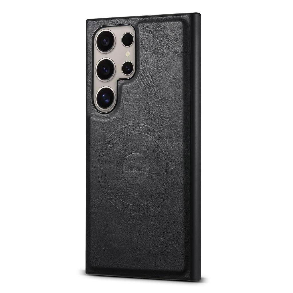 Denior Samsung S25Ultra imitation cowhide pattern sticky leather mobile phone case S24Plus magnetic charging protective case S23