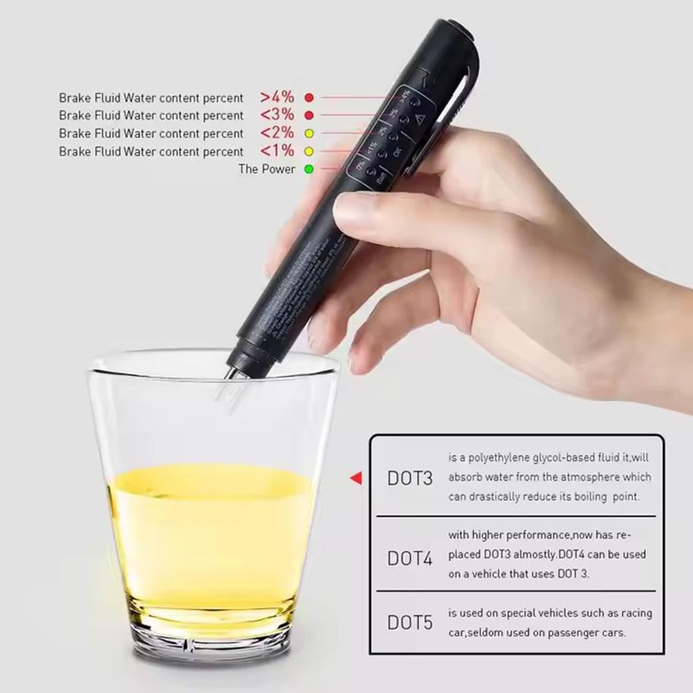 Brake Fluid Liquid Tester, Oil Moisture Analyzer with 5 LED Indicators, Auto Diagnostic Checker Tool for DOT3 DOT4 Brake Fluid