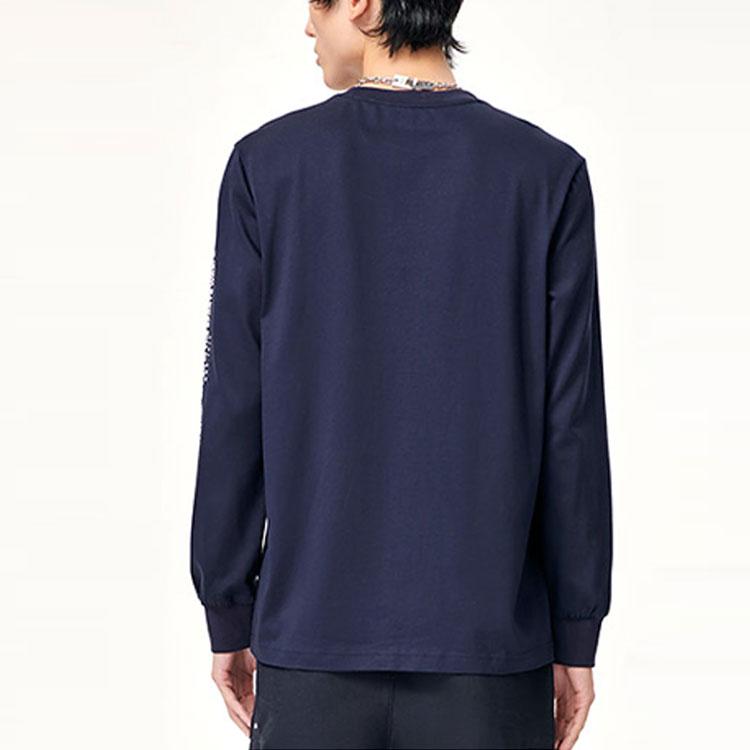 Fila Logo Print Simple Casual Sports Long Sleeve T-Shirt Men Tops Legendary-Blue F11M149210FNV