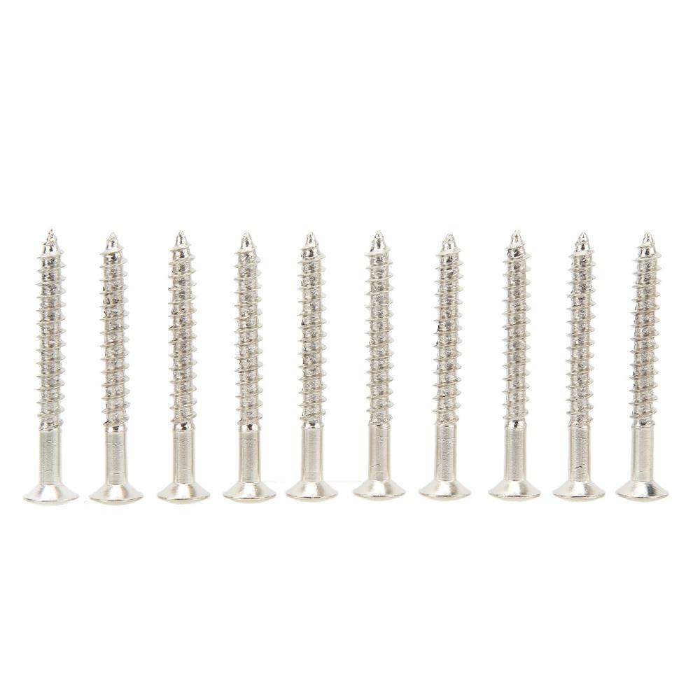 10PCS Silver Guitar Neck Plate Screws Metal Neckplate Mounting Screws  For Guitar