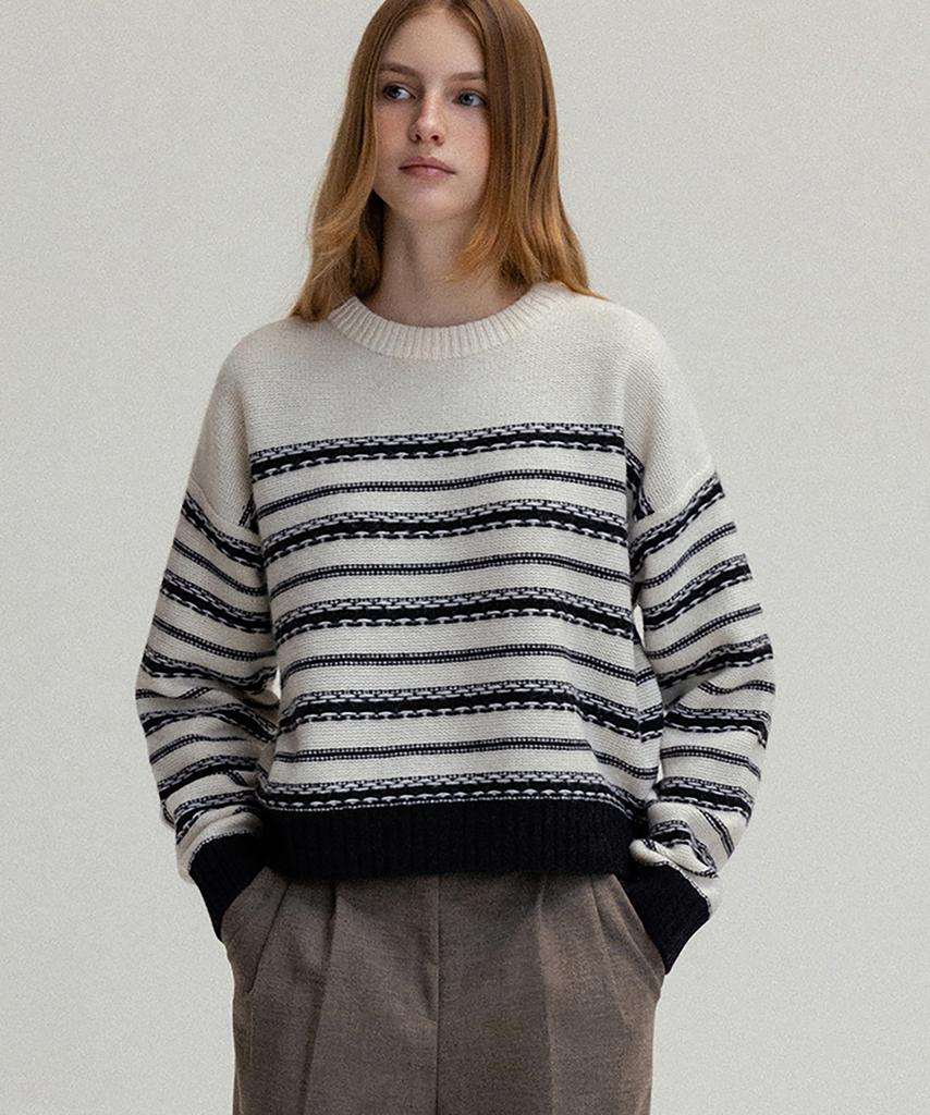 ANDNEEDS Line Wool Knit (Ivory)