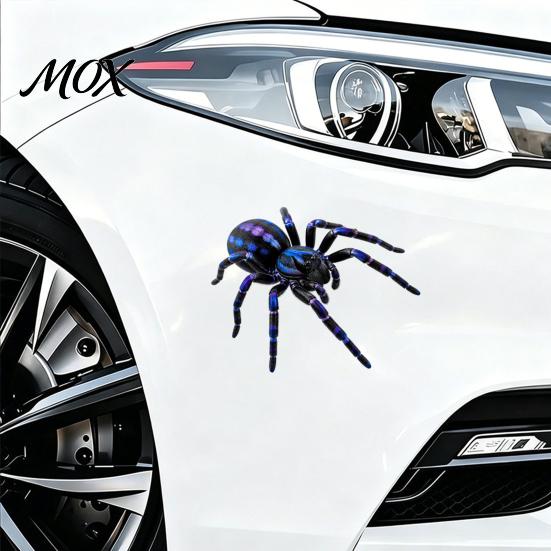 3D Effect Halloween Decal Spider Decorative Sticker for Car, Broken Hole Dog Cat Owl Self-Adhesive Sticker, Waterproof Removable PVC Holiday