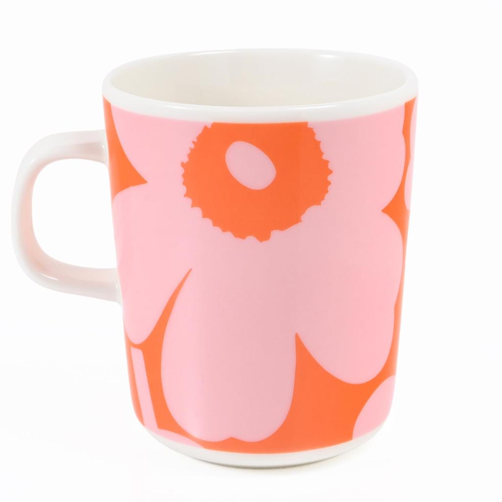 Marimekko Unikko pink and 75854 075854 Western Scandinavian Scandinavian design mug, 250ml, pattern, orange, 132, tableware, tableware, [product]