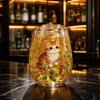 Decorative Printed Glass Juice Cup Stemless Drinking Glassware for Home Use Durable Clear Glass with Artistic Animal and Botanical Design