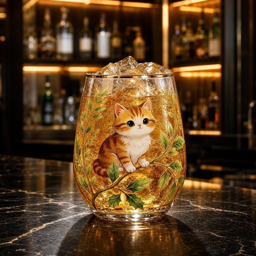 Decorative Printed Glass Juice Cup Stemless Drinking Glassware for Home Use Durable Clear Glass with Artistic Animal and Botanical Design