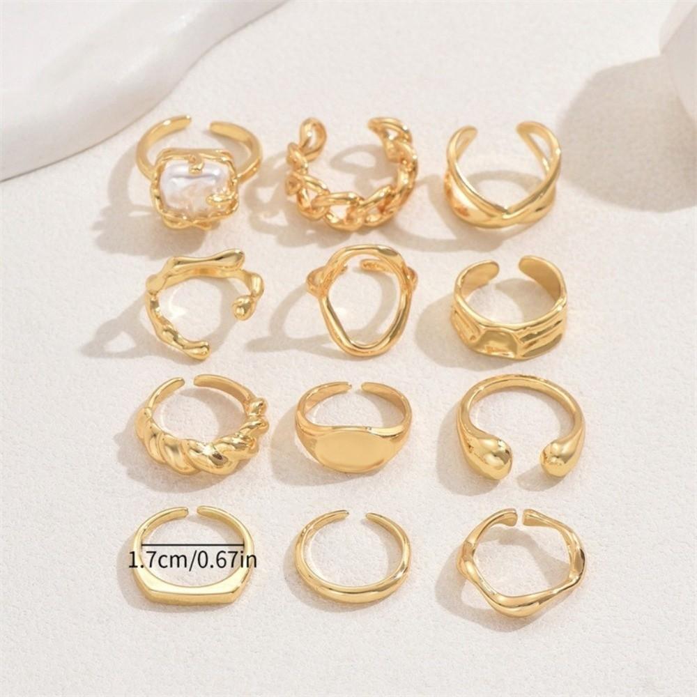 Vintage Gold Color Knuckle Rings Set Geometric Diamond Stackable Rings Charm Adjustable Women's Ring Jewelry Set Wedding Party