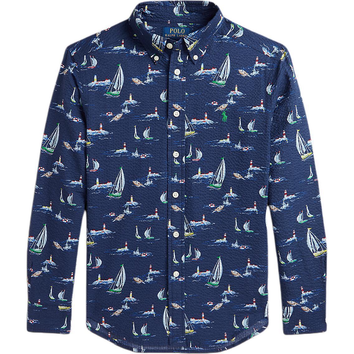 

Рубашка Polo Ralph Lauren Ss25 С Полным Принтом С Длинным Рукавом Синяя Детские рубашки CWPOWOVY6820541-400 L