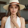 Elegant Wide Brimmed Straw Hat Handwoven Breathable Ethnic Straw Hat Holiday Vacation Hat Western Sun Hat