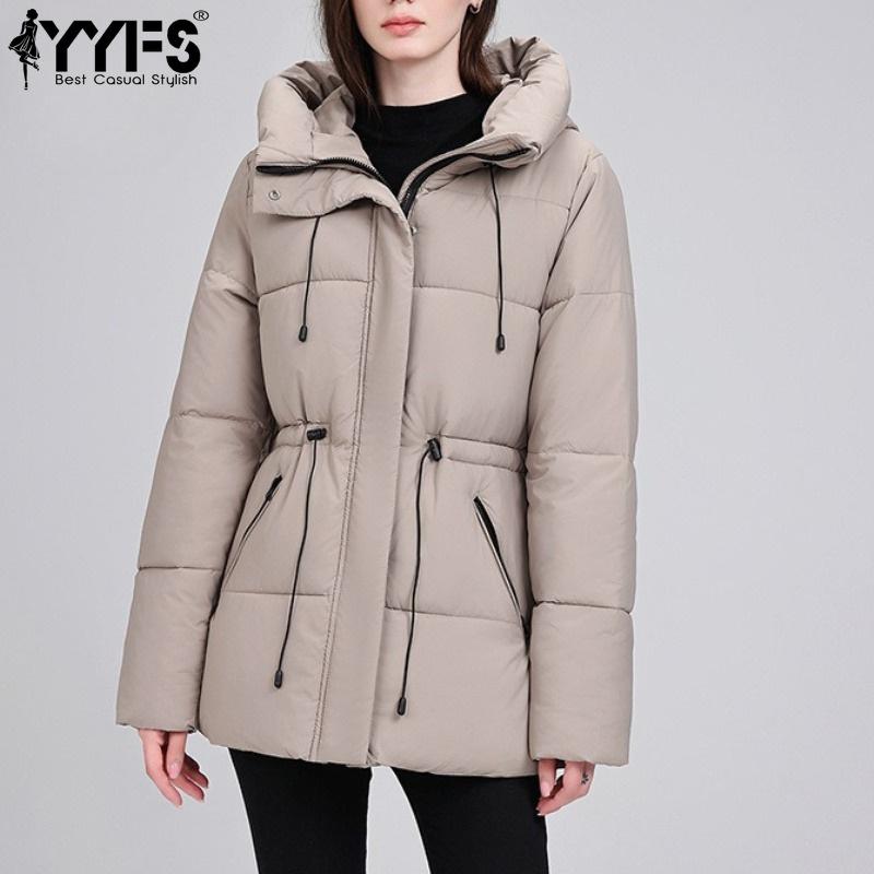 YYFS Damenmode Casual Herbst Winter Einfarbig Druck Langarm Jacken & Mäntel Daunenmäntel