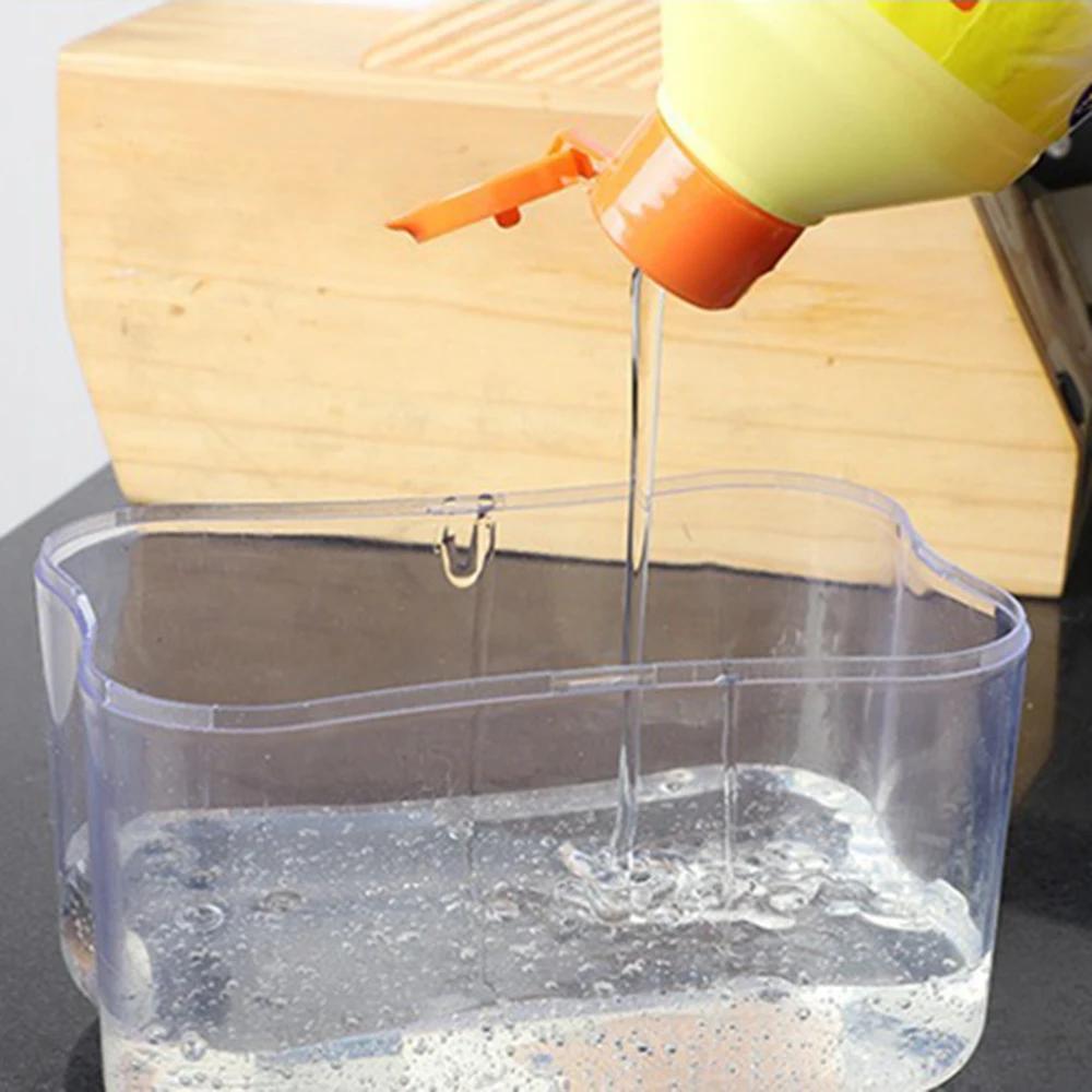 1 for Household Kitchen 2 In 1 Pressing Soap Liquid Box, Easy To Replenish, Durable, for Sponge, Dish Cloth, Pot Brush, Black