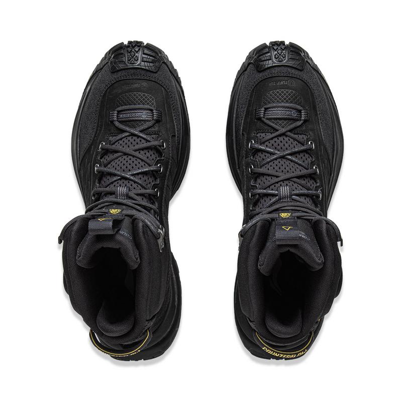 Li Ning Outdoor CF Trail Leder Hi Stoßdämpfend Rutschfest Abriebfest Wasserdicht Stützend Warm Greifend High-Top Wanderschuhe AHTU015-4