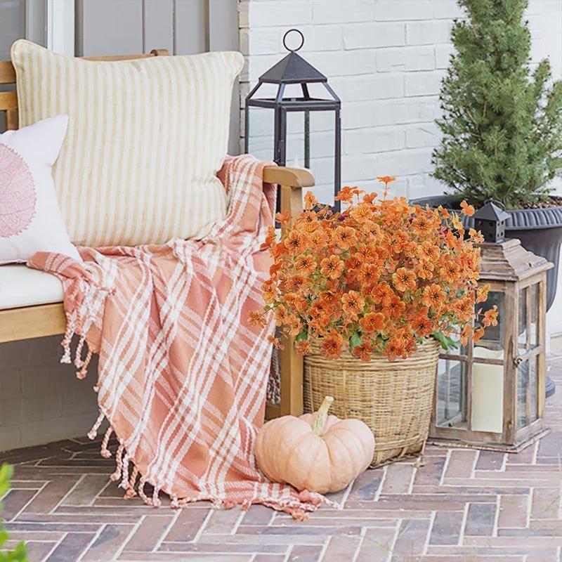 10pcs Autumn Artificial Flowers for Vase Home Christmas Decor Fake Plants Wreath Outdoors Wedding Bouquet Party Decoration
