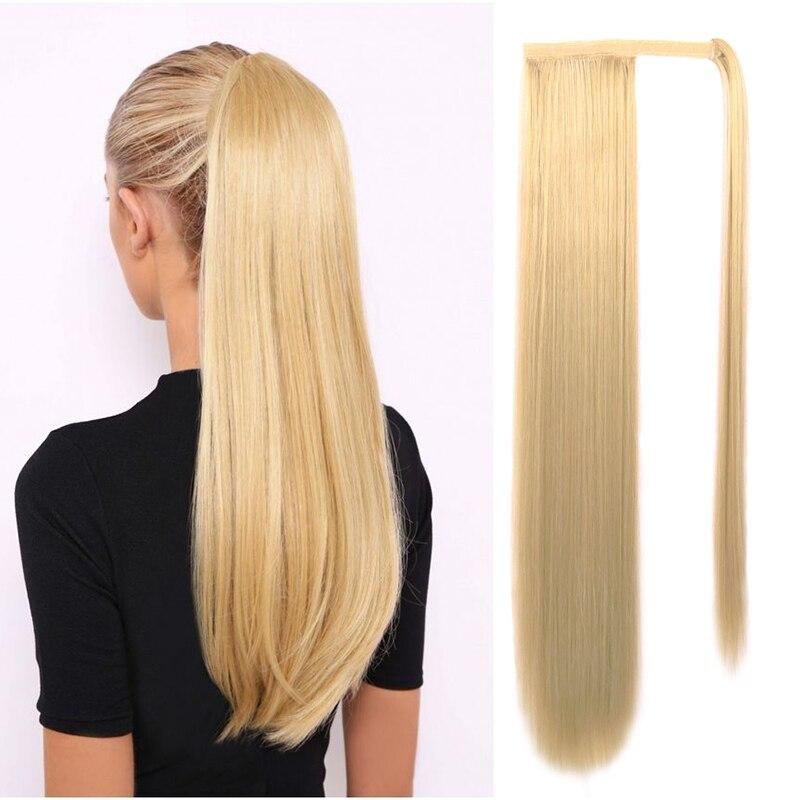MISS WIG Long Straight Clip In Hair Tail False Hair Ponytail Hairpiece With Hairpins Synthetic Hair Pony Tail Hair Extension