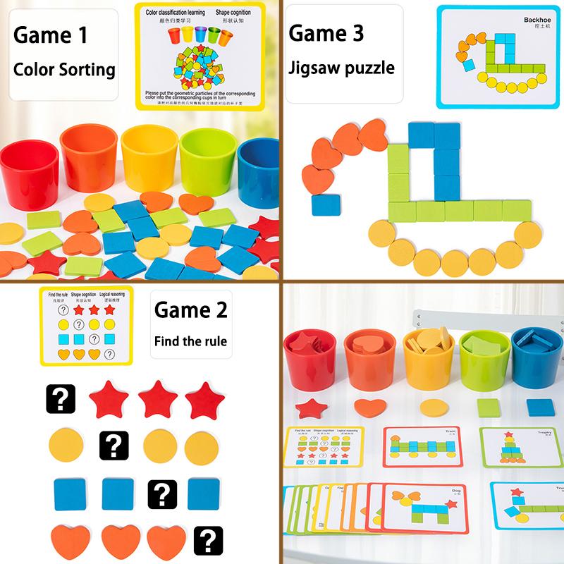 Toys Baby Montessori Color Shape Education Sensory Sorting Cup Thinking Matching Games Toddlers Parish Early Learning Wooden Toy
