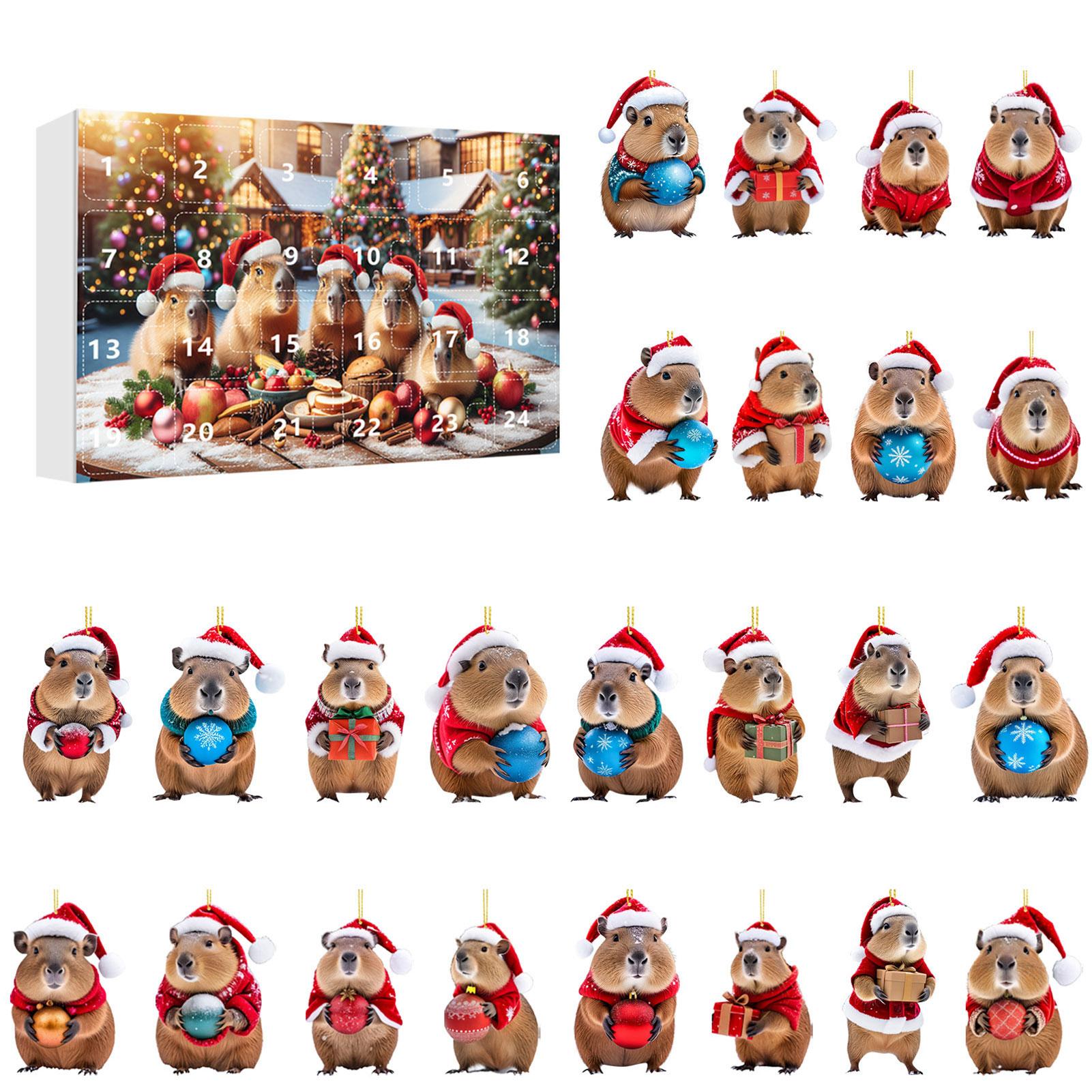

Capybara Xmas Advents Calendar Kids Unique Flat Pendant Holiday Decor For Kid Room Decoration As Shown