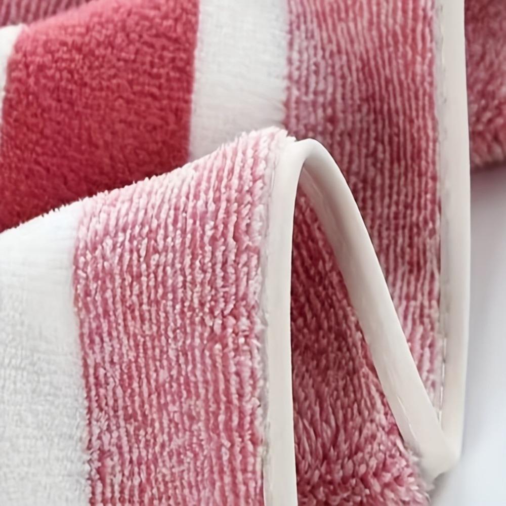 Bath Towel Wrapped In Thick and Enlarged Absorbent Face Wash, Home Wide Striped Coral Fleece Towel Set