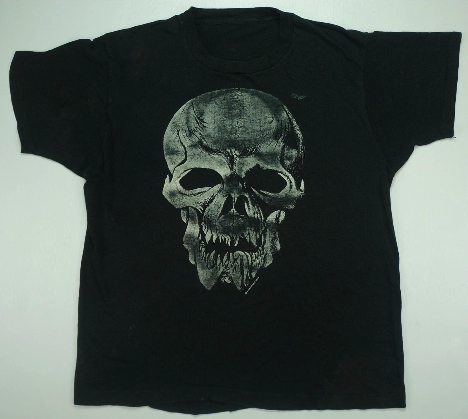 Rare VTG UBER TEES Gothic Metal Skull 1984 Single Stitch T Shirt 80s 90s Black 2XL