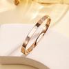 Trendy European Four-Leaf Clover Diamond-Inlaid Stainless Steel Bracelet for Girls - High-End, Non-Fading Charm