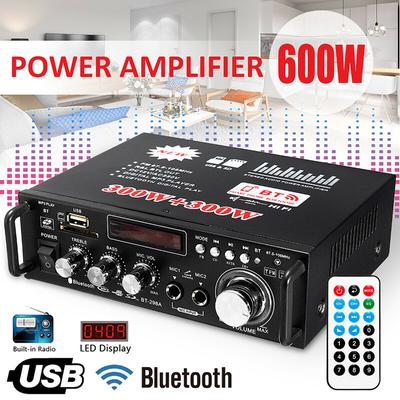 600W LCD Amplifier HIFI Audio Stereo Bluetooth FM 2CH AMP Car Home USB SD MP3 Player