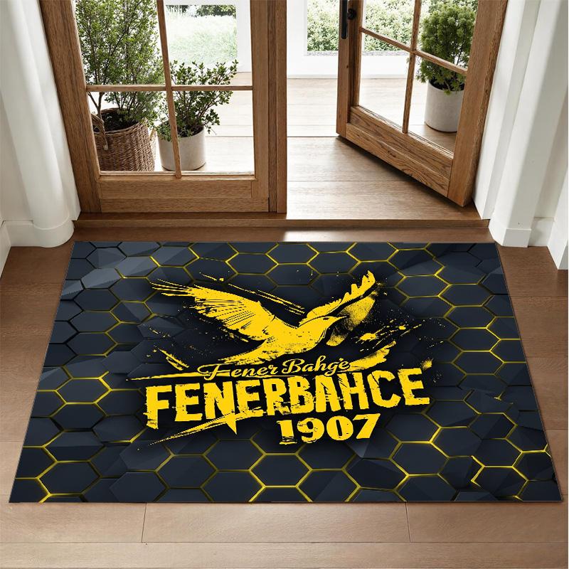 Fenerbahçe FC Design Crystal Velvet Rug Soft Decorative Mat for Bedroom Entrance
