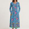 Šaty Pro Ženy Dlouhé Boho Plážové Šaty Elegantní Maxi Šaty Výstřih do V Dlouhý Rukáv Šaty s Kapsami
