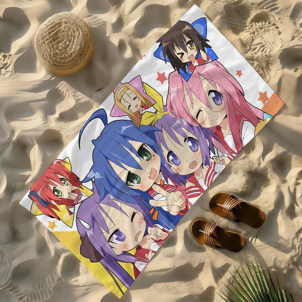 Anime Kawaii L-Lucky Star Cute Towel Soft Lightweight Anti-Sand Large Beach Towel Quick-Drying Bath Sports Family