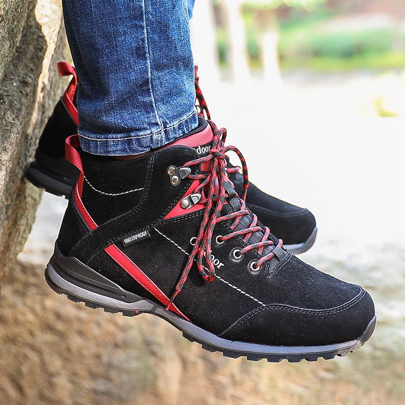 Modne Wodoodporne Botki Outdoorowe Sportowe Buty Turystyczne dla Mężczyzn Skórzane Antypoślizgowe Buty Wspinaczkowe Góskie Taktyczne Buty Trekkingowe