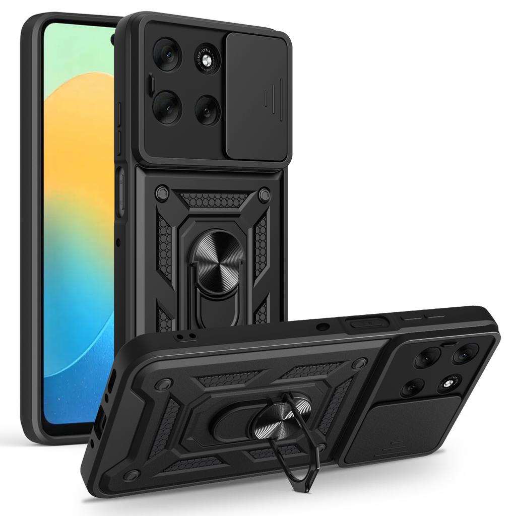 AMORUS For Motorola Moto G56 5G Case Kickstand PC+TPU Phone Cover with Camera Lens Slider