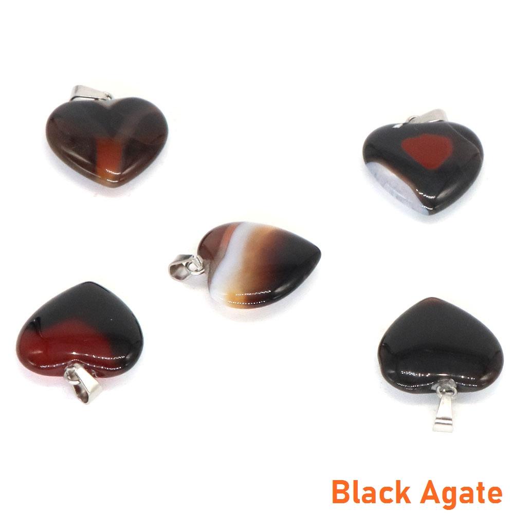 10PC/Set Love Heart Shaped Pendant Natural Stone Rose Quartz Crystal Turquoise Tiger Eye Aventurine Jewelry Making Necklace 20mm
