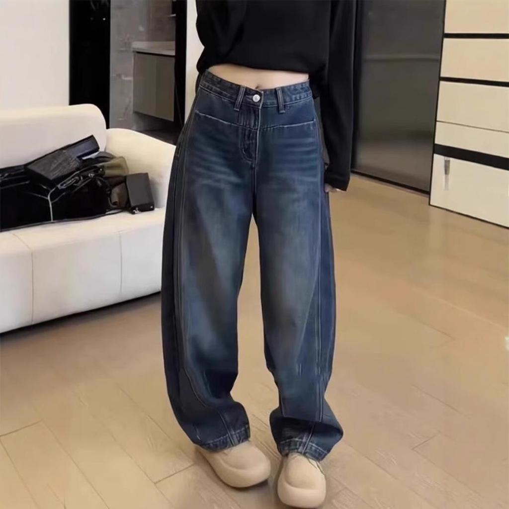 Women's Plus-size Slimming Jeans: Hip-covering, Fleece-lined, Wide-leg, Narrow-leg and Banana Pants for Autumn and Winter.