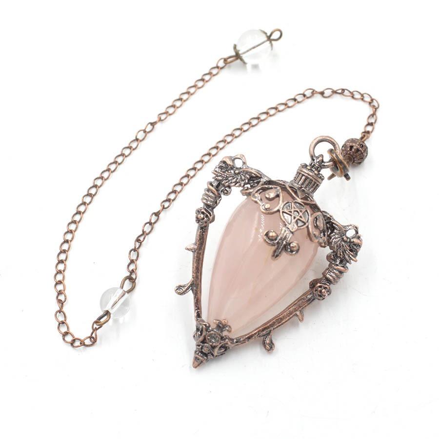 Healing Natural Stone Crystal Pendulums for Divination Black Obsidian Pendant Quartz Pendulum Dowsing Spiritual Pendulos X202