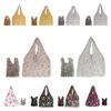 Elastic Handheld Shopping Bag Expansion Floral Paddy Bag Portable Foldable Stretch Bag  Snack