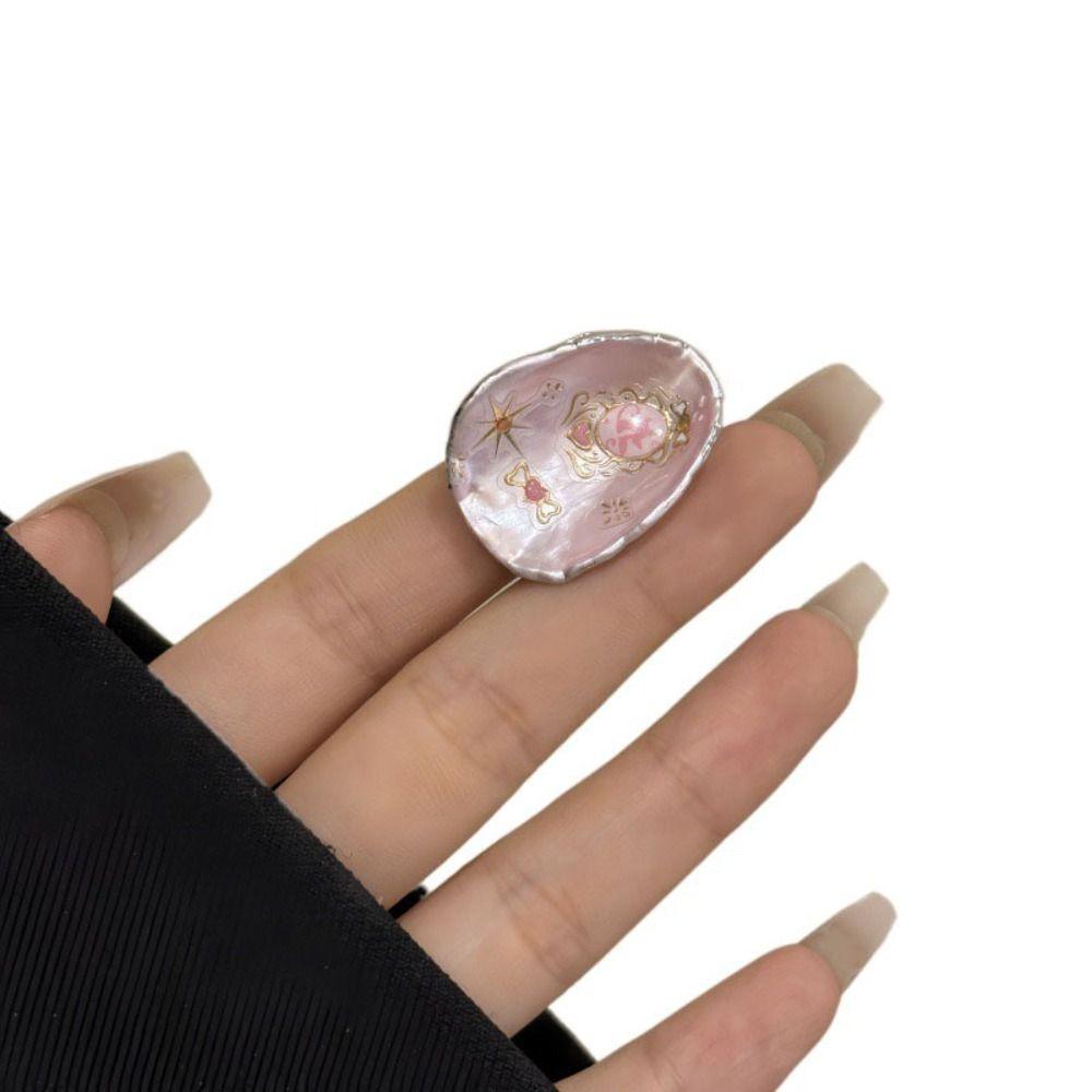 Cartoon Cat Enamel Drip Oil Ring Adjustable Cuff Ring Pink Opening Ring  Festival Ornaments