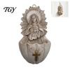Christian Gift Ideas Sacred Heart of Mary Holy Water Font, Vintage Resin Religious Theme Decorations Basin Wall Hanging, Catholic Decor Ornament