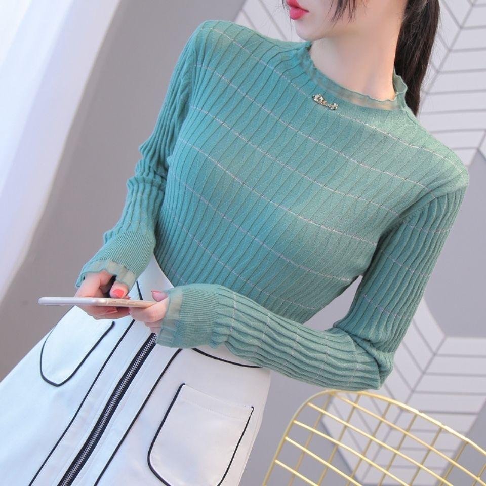 

Пуловер, свитер с длинным рукавом, трикотажная рубашка, женская, облегающая, в стиле вестерн, универсальная, осенне-зимняя XL зелёный