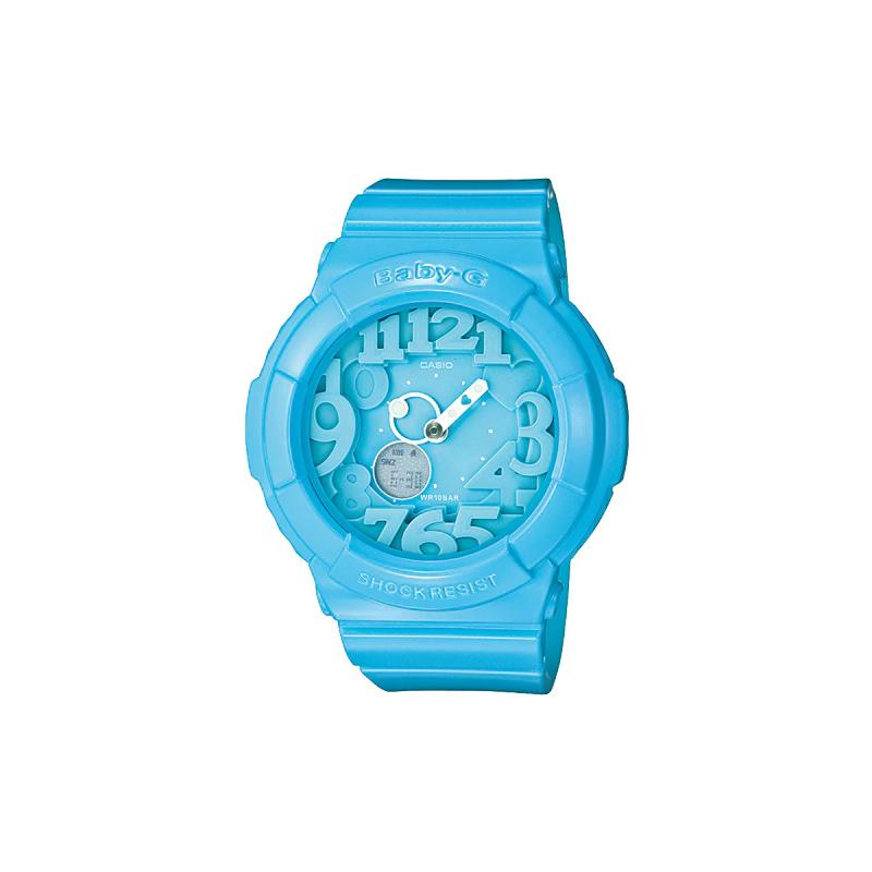 Casio BABY-G theme series, neon backlight, 3D three-dimensional time characters, classic pointer dual display, quartz movement, resin BGA-130-2B