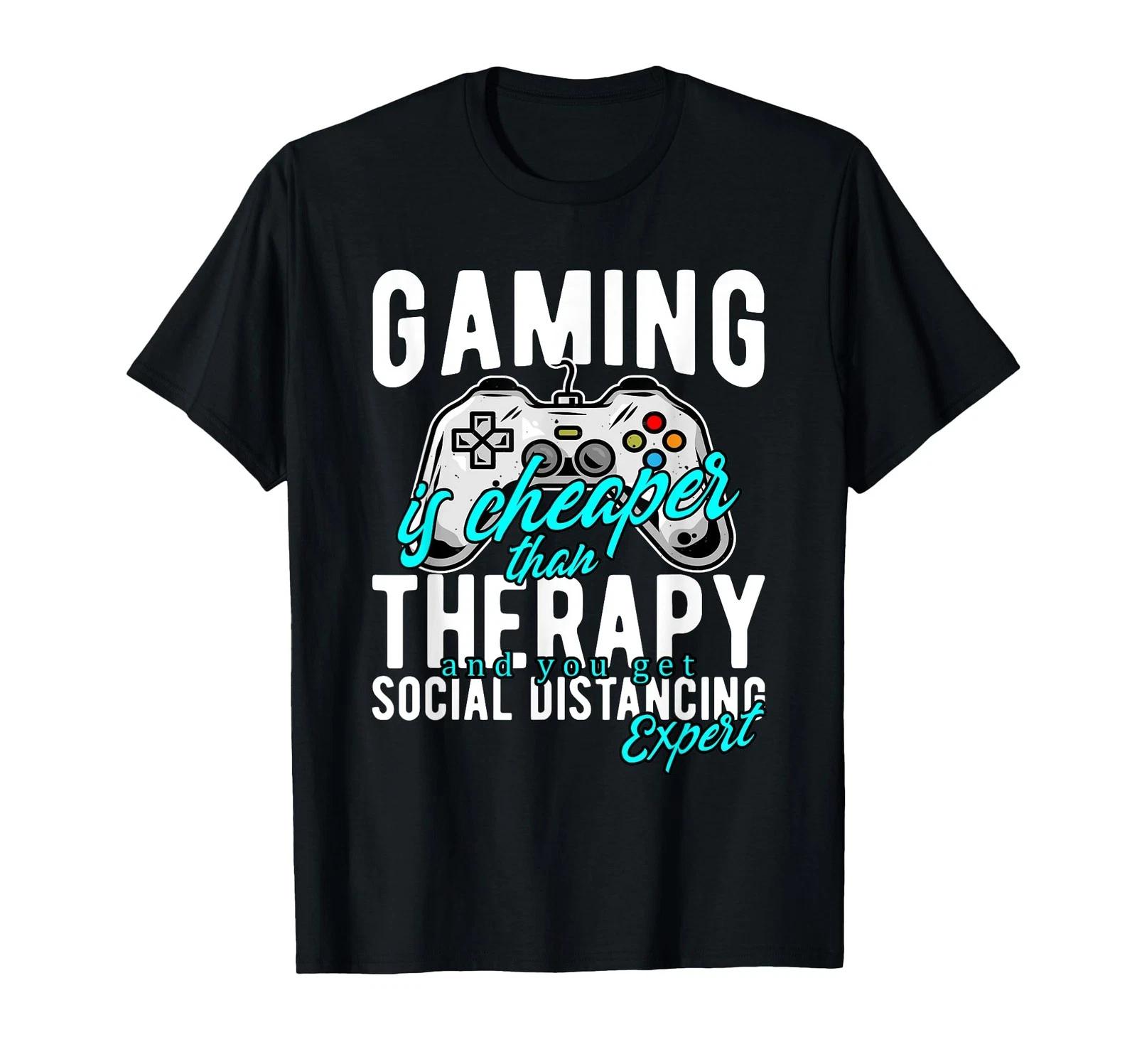 Game Therapy, Social Distancing Expert, Funny Video Gamer T-Shirt_ M