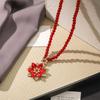 Retro Red Crystal Pendant Necklace: Versatile, High-End Fashion Accessory for Women
