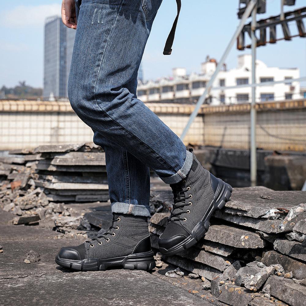 Warehouse, Mining Canvas Safety Work Boots Men Steel Work Sneakers Indestructible Shoes Anti-smash Anti-puncture Work Shoes Male