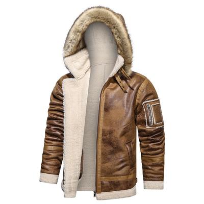 Oversized Autumn and Winter Plush Hooded Leather Coat Casual Fur Collar Composite Jacket Fur Coat