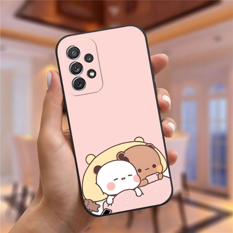 Fun Cartoon Peach Mochi Cat Phone Case for Samsung Galaxy A13 A52 A53 A73 A32 A51 A23 A22 A12 02s A20e A40 A50 A21 A72 A70 Cover