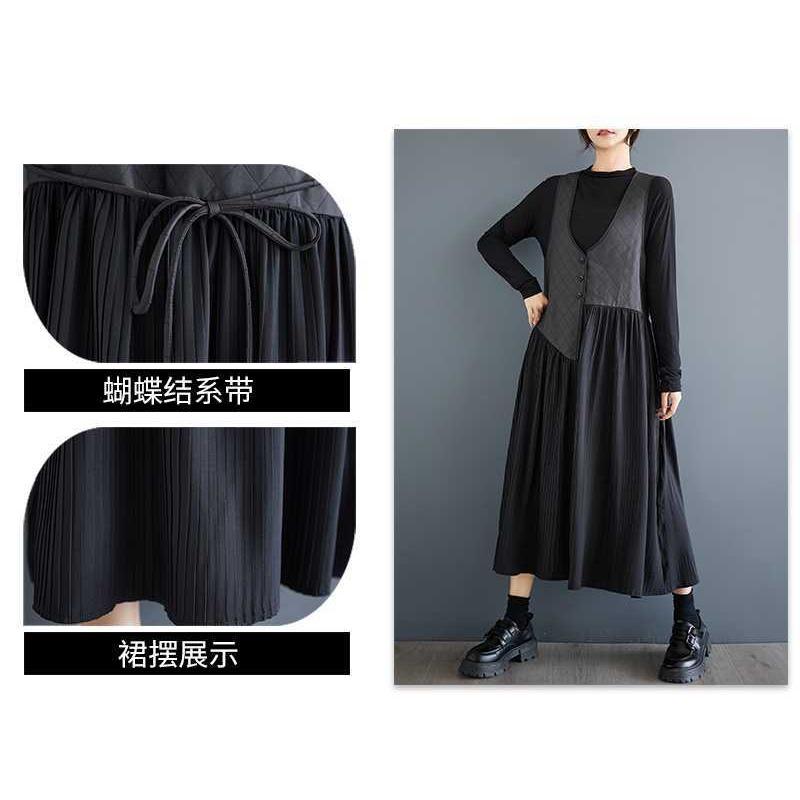 Niche Design Irregular Splicing V-neck Fashion Temperament Versatile Sleeveless Dresses