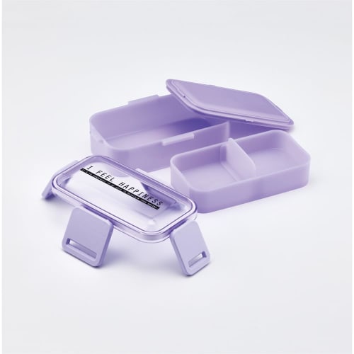Skater Bento Box 2 Tiers 600ml for Women Antibacterial Fluffy Dome Lid See-Through Lavender Made in Japan PFLW4AG-A