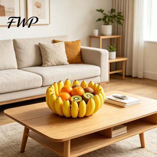 Eye-catching Fruit Display 3D Printed Banana Shape Bowl Funny Decorative Plate Unique Design Desktop Key for Home Kitchen Dining Room Decor