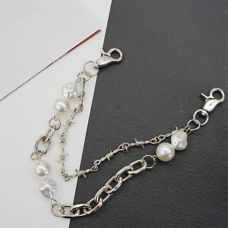Vintage Fashion Pearl Chain Bag Chain Makeover Chain Decorative Bag Strap Punk Chain Accessories Pant Chain