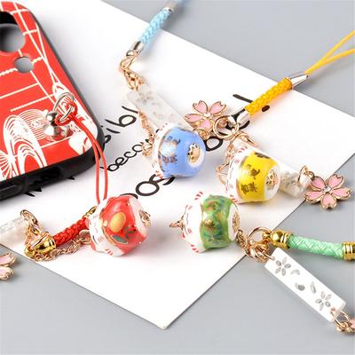 Pendant Keyring Mobile Phone Straps Lucky Cat Keychain Mobile Phone Lanyard Maneki Neko Trinkets