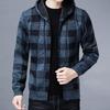 Men Jacket Plaid Pattern Breathable Polyester Sweater Hoodie for Winter